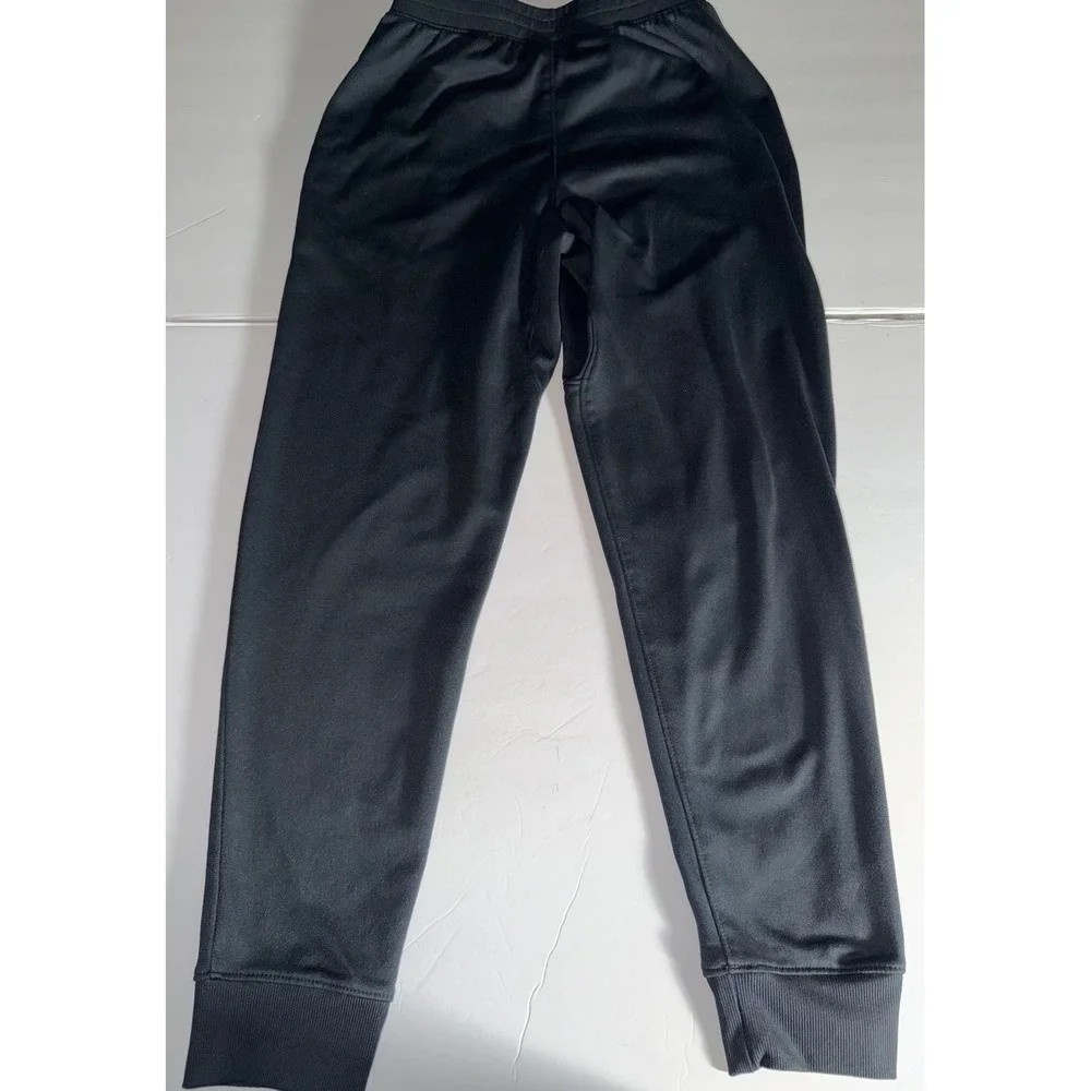 Under Armour Boys Black Track Pants Athletic Joggers Zipper Pockets Kids Small